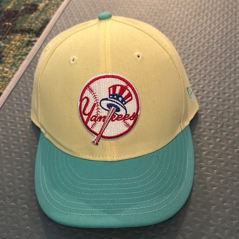 Yellow and Teal Yankees Cap